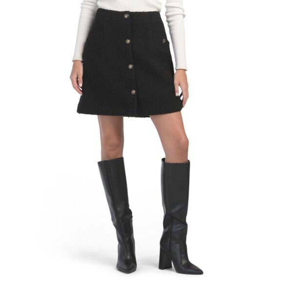 SANDRO NOIR Boucle Button Down Skirt - Picture 1 of 2